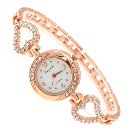 Montre femme coeurs or rose